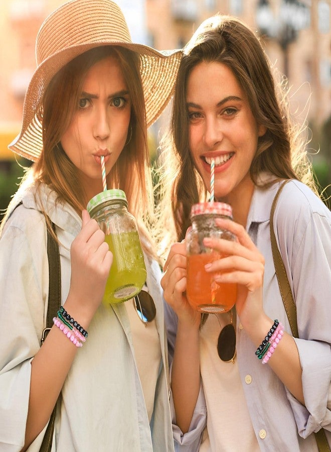 RANERVZ 6pcs Pink Green Elphaba Glinda Witch Stackable Beaded Bracelets Inspired Matching Friendship Bracelets for Fans Witch BFF Bracelet Gift for Women Cosplay Costume Jewelry Accessories - Image 4